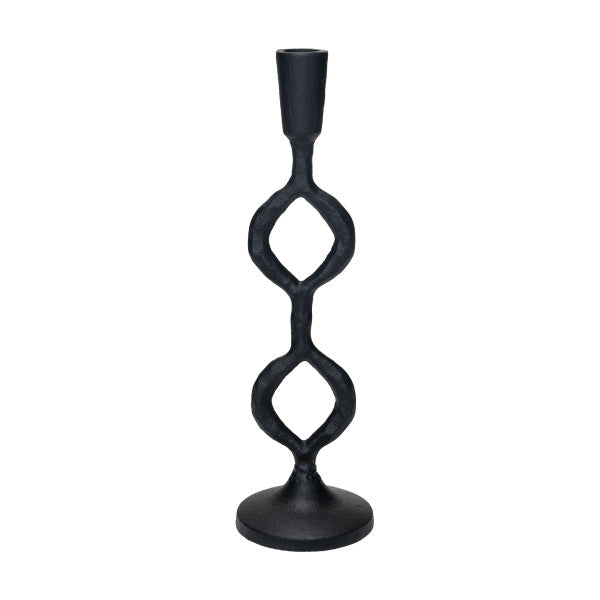 Black Decorative Cast Metal Taper Candle Holder